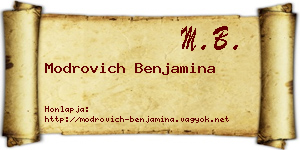 Modrovich Benjamina névjegykártya